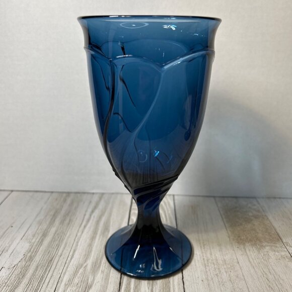 Noritake Sweet Swirl Iced Tea Wine Water Glasses Dark Blue Midnight  - Set Of 2 - Picture 2 of 7